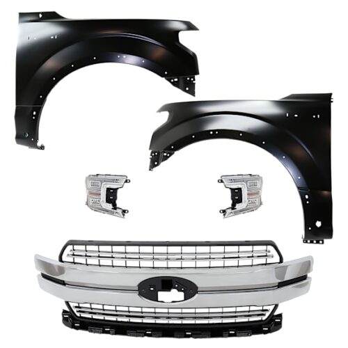 Replacement 5-Piece Kit, Front, Driver and Passenger Side Fender, For Models With Wheel Opening Molding and Active Park Assist System, CAPA Certified, Includes (2) Fender, (1) Grille, and (2) Headlight