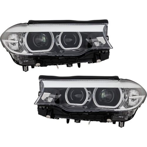 Replacement Driver and Passenger Side Headlights, with Bulbs, LED, OE comparable, For Models without Adaptive Headlights