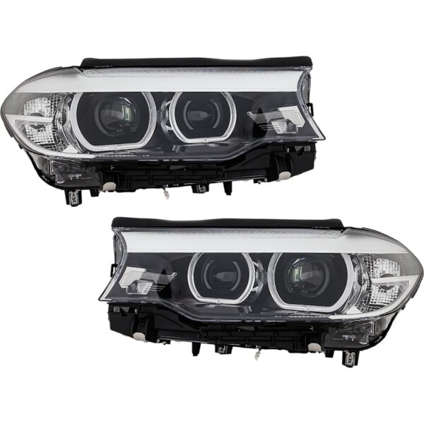 Replacement Driver and Passenger Side Headlights, with Bulbs, LED, OE comparable, For Models without Adaptive Headlights